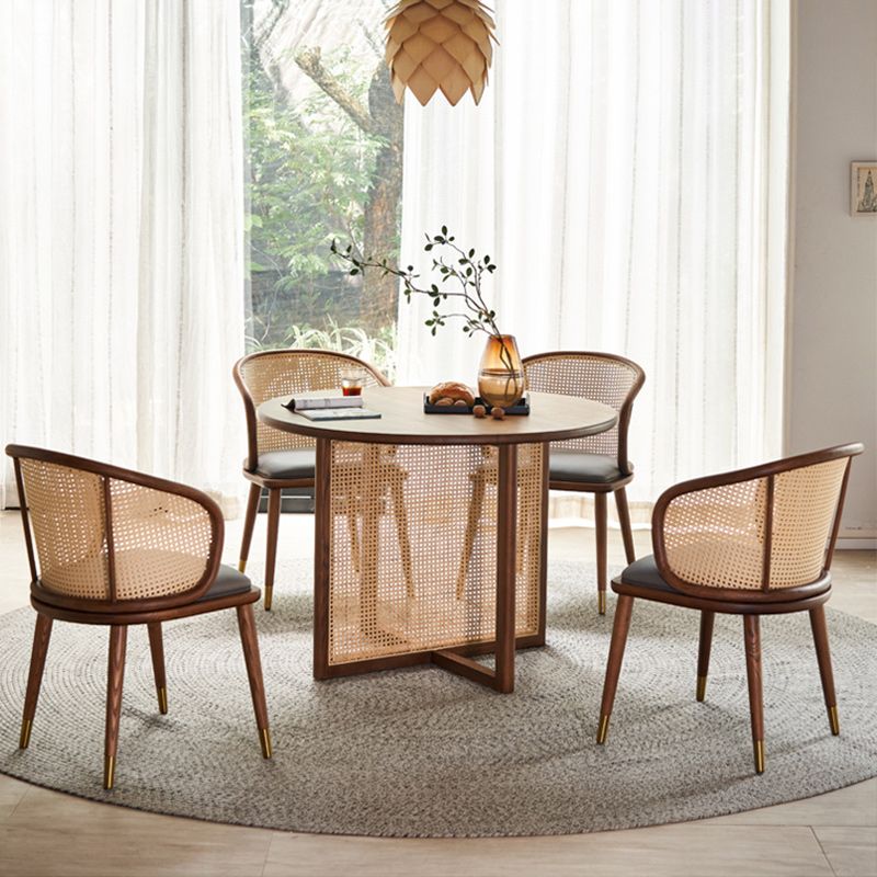 Solid Wood Dining Set 1/2/5 Pcs Round Rattan Dining Table and Chairs Clearhalo 'Dining Room Sets' 'Dining Tables & Seating' 'dining_room_set' 'furn' 'furn_dining_room_set' 'Furniture' 'Kitchen & Dining Furniture' 1200x1200_f824999c-8f61-4047-a76b-0088b49a6d9f