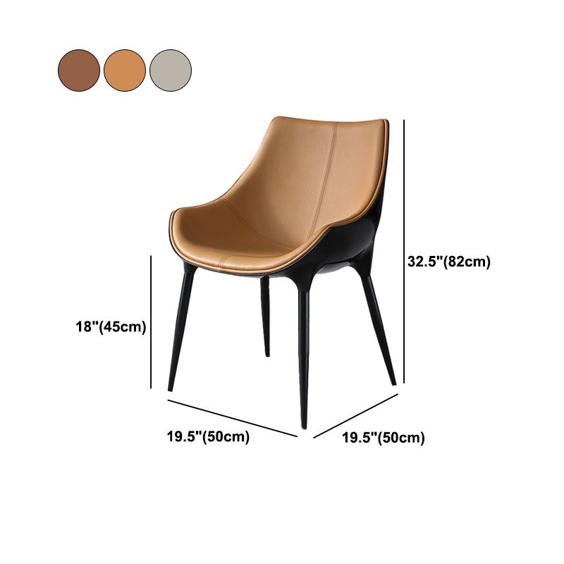 Contemporary Faux Leather Dining Chair Metal Dining Arm Chairs for Home Use Clearhalo 'Dining Chairs' 'Dining Tables & Seating' 'dining_chair' 'furn' 'furn_dining_chair' 'Furniture' 'Kitchen & Dining Furniture' 1200x1200_f8261fef-3b41-435e-afd1-e03d974e36ce