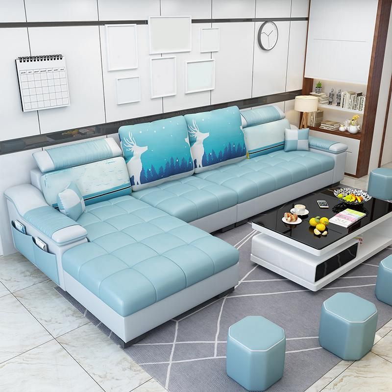 Contemporary Sloped Arms Modular L-Shape Furniture Sectionals