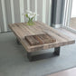 Scandinavian Solid Wood Coffee Table with Distressed Top and Sled Base
