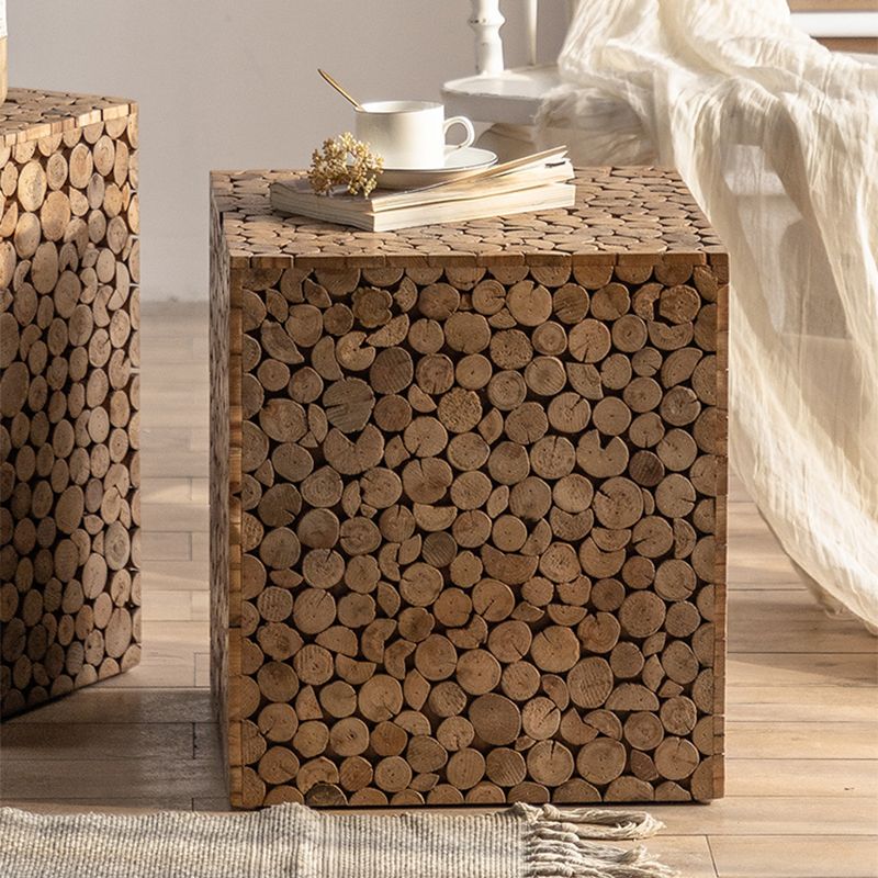 Tavolo laterale quadrato in stile country tavolino in legno solido naturale