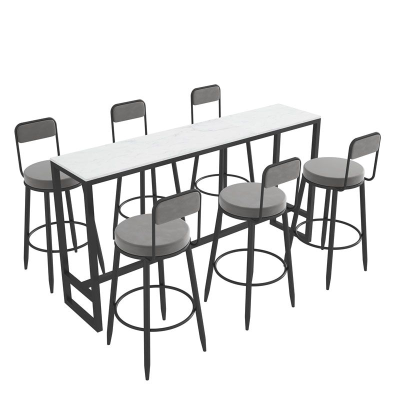 Modern 1/7 Pieces Bar Table Set Rectangle Stone Counter Table with Stools for Living Room Clearhalo 'Bar Furniture' 'furn' 'furn_home_bar_bar_sets' 'Furniture' 'Home Bars & Bar Sets' 'home_bar_bar_sets' 'Kitchen & Dining Furniture' 1200x1200_f829ec55-fdb2-4512-b8ff-551027926540