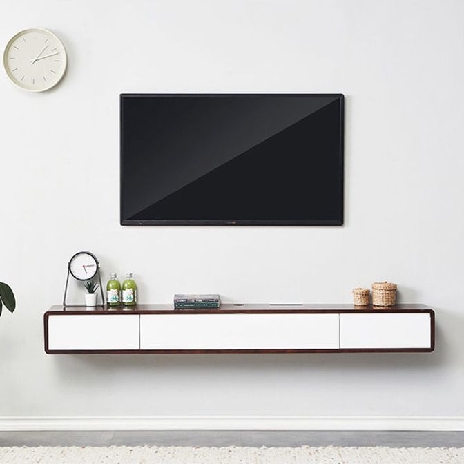 Rubberwood 9.45" D TV Stand Nordic Floating TV Stand with Storage Drawers Clearhalo 'furn' 'furn_tv_stands_entertainment_centers' 'Furniture' 'Living Room Furniture' 'TV Stands & Entertainment Centers' 'TV Stands & Media Storage Furniture' 'tv_stands_entertainment_centers' 1200x1200_f82a6366-9a7f-4cb5-a144-7294d824d993