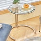 Lift-top Coffee Table Glass with Round Top and Stainless Steel Base Clearhalo 'Coffee & Accent Tables' 'Coffee Tables' 'coffee_tables' 'furn' 'furn_coffee_tables' 'Furniture' 'Living Room Furniture' 1200x1200_f82b0c46-c726-4b16-b01c-1eaac0fa1d5a