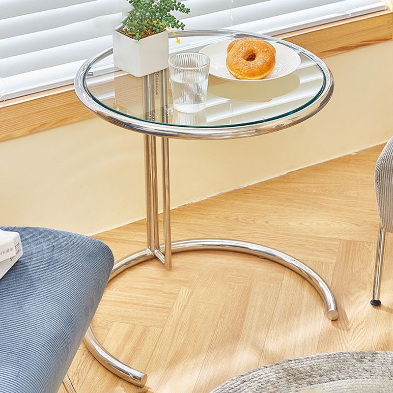 Lift-top Coffee Table Glass with Round Top and Stainless Steel Base Clearhalo 'Coffee & Accent Tables' 'Coffee Tables' 'coffee_tables' 'furn' 'furn_coffee_tables' 'Furniture' 'Living Room Furniture' 1200x1200_f82b0c46-c726-4b16-b01c-1eaac0fa1d5a