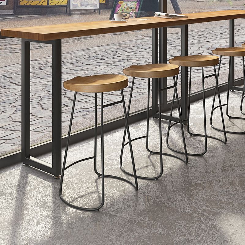 Industrial Style Rectangle Bar Table Solid Wood Fixed Bar Dining Table for Indoor Clearhalo 'Bar Furniture' 'Bar Tables' 'bar_tables' 'furn' 'furn_bar_tables' 'Furniture' 'Kitchen & Dining Furniture' 1200x1200_f82fdeed-4401-4ece-bb8f-b8b6ef7816e0