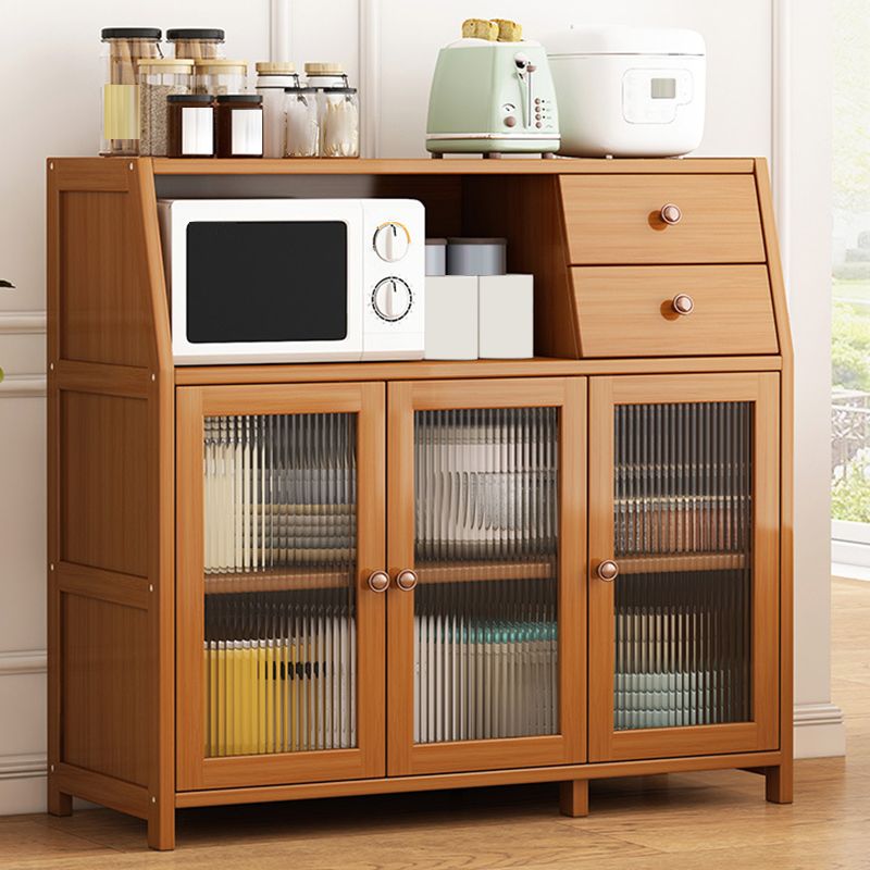 Server da pranzo moderno cucina in bambù marrone con 2 ripiani