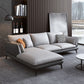 Faux Leather Sofa & Chaise Modern Flared Arm Sofa in Light Grey