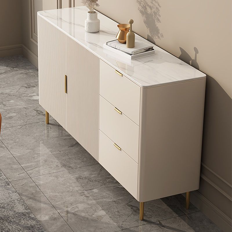Moderner Stil weißer Sideboard Tabelle 33,5 "Hochbuffet mit Schubladenspeichern