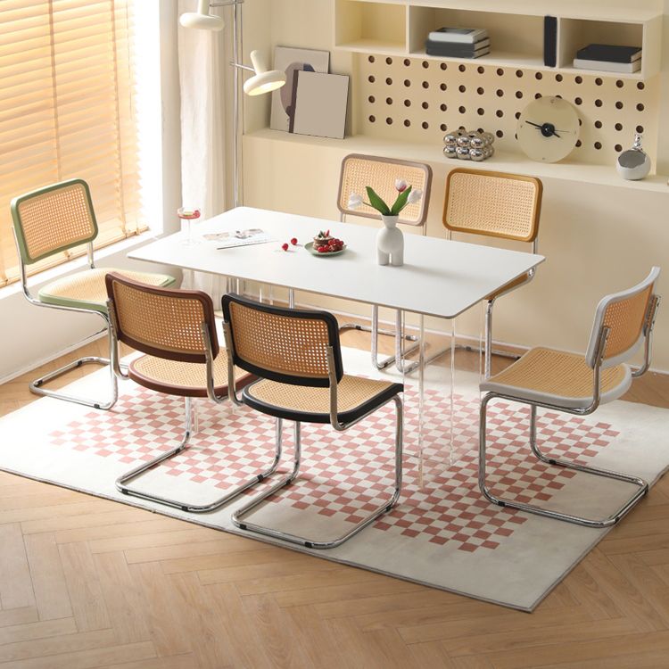 Contemporary Style Open Back Plastic Metal Base Dining Side Chair for Home Clearhalo 'Dining Chairs' 'Dining Tables & Seating' 'dining_chair' 'furn' 'furn_dining_chair' 'Furniture' 'Kitchen & Dining Furniture' 1200x1200_f832f70e-b315-43f7-bd48-94dc15e3a442