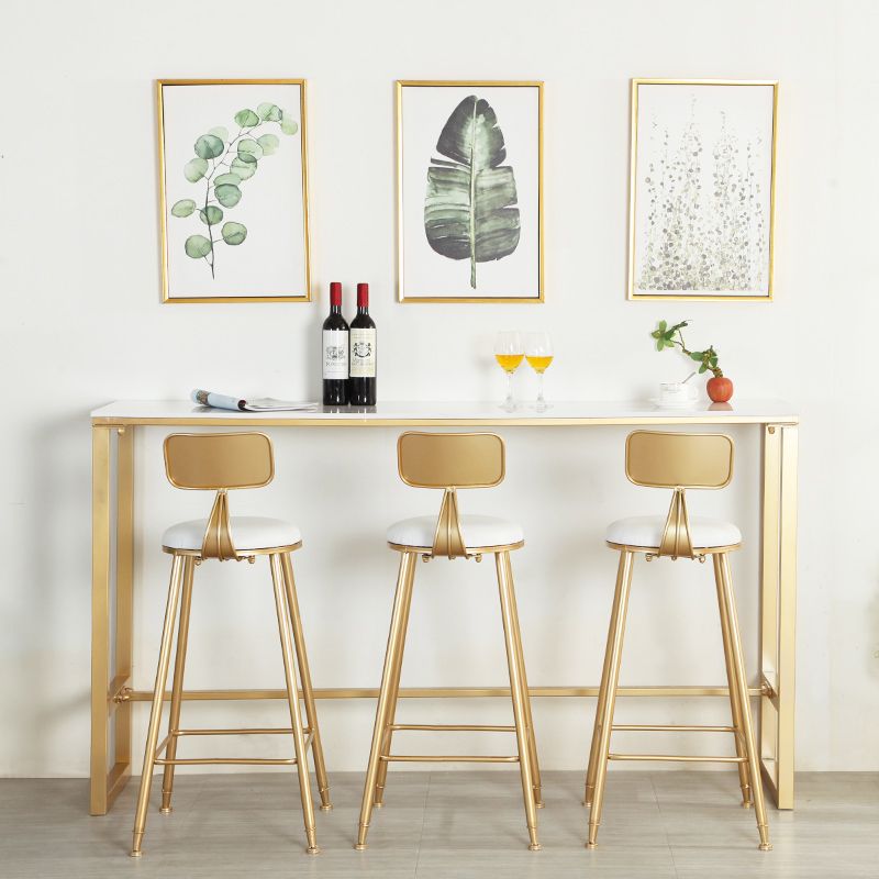 Glam -witte tafel met rechthoektafel top gouden schoktafel - 41.3 "h