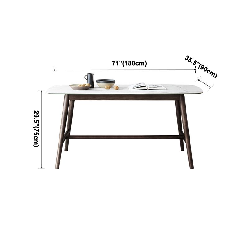 Solid Wood Mid-Century Modern Table Rectangle Sintered Stone Top Table with Trestle Clearhalo ' dining_table' 'Dining Tables & Seating' 'Dining Tables' 'furn' 'furn_dining_table' 'Furniture' 'furniture_dining_table' 'Kitchen & Dining Furniture' 'kitchen&dining_furn' 'kitchen' 'kitchen_dining_table' 1200x1200_f8355f1e-ccb6-4f31-b2fc-4f54ae126202