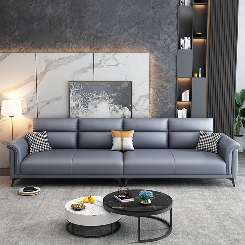 Dark Gray Faux Leather Sofa Stain-Resistant Pillow Top Arm Sectional Clearhalo 'furn' 'furn_sectionals' 'Furniture' 'furniture_sectionals' 'Living Room Furniture' 'Sectionals' 1200x1200_f835887c-e612-42fb-830f-702382b3ea08