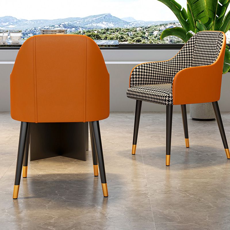 Glam Faux Leather Dining Chairs Metal Arm Dining Room Chairs Clearhalo 'Dining Chairs' 'Dining Tables & Seating' 'dining_chair' 'furn' 'furn_dining_chair' 'Furniture' 'Kitchen & Dining Furniture' 1200x1200_f835fb19-ffdb-49ba-8f08-8b23c50b70a5