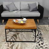 Modern Simple Wood Rectangular Coffee Table Sled 2 Nesting Cocktail Table Set
