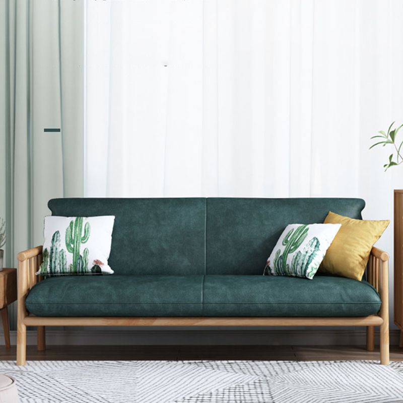 木製ベースのフェイクレザースカンジナビアスクエアアームソファ-30.3 "H