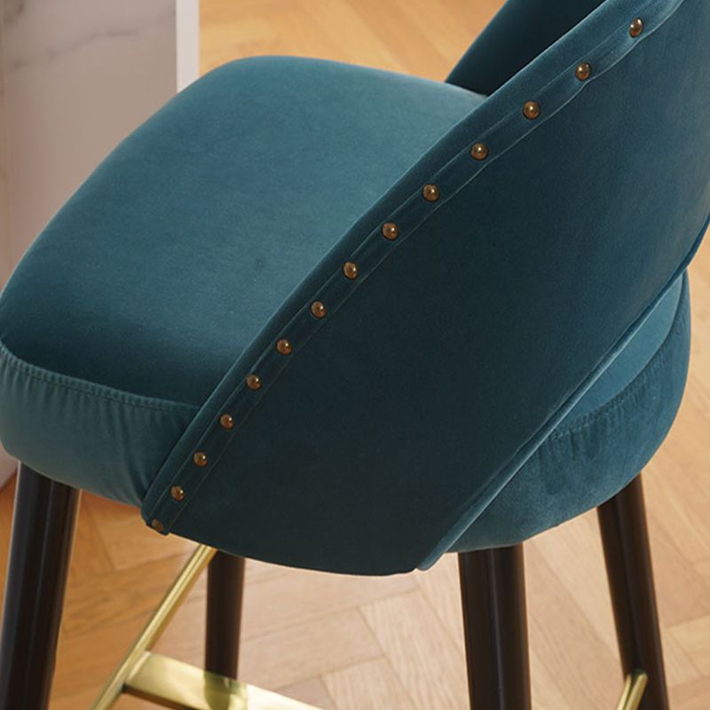 Sgabelli da bar in velluto con gambe in legno di quercia finitura opaca industriale sgabelli interni