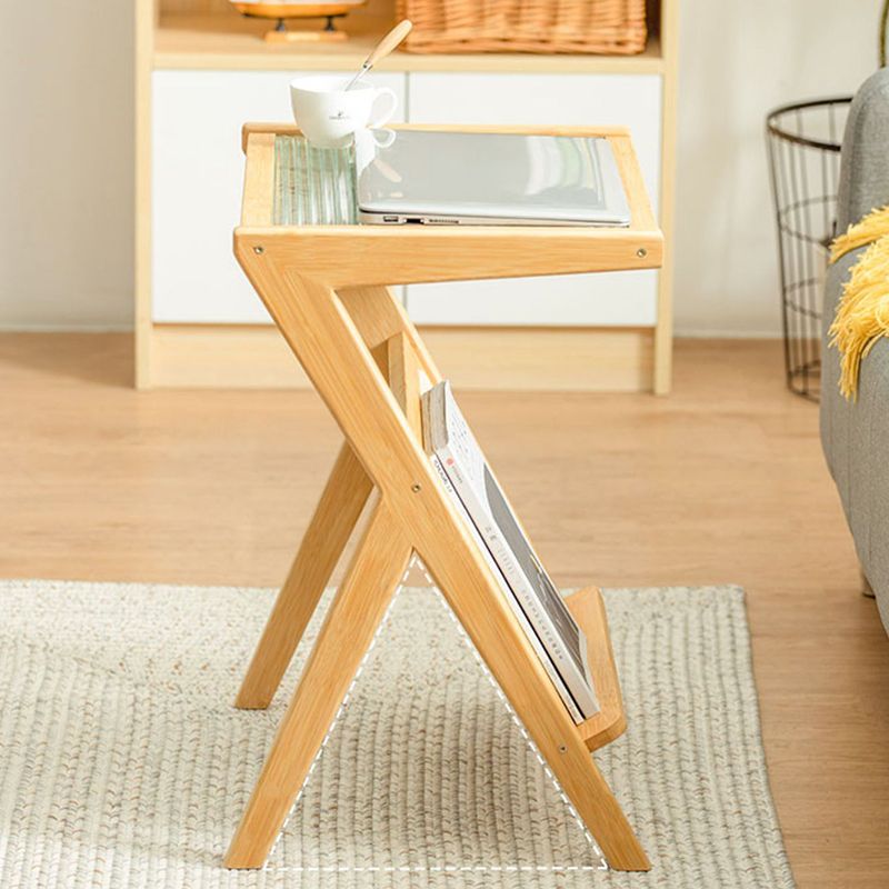 Moderne stijl bamboe riet materiaal glas desktop grijs/tan/transparante rechthoek bijzettafel