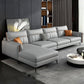 Faux Leather Stain-Resistant Sectional with Pillow Back for Four People Clearhalo 'furn' 'furn_sectionals' 'Furniture' 'Living Room Furniture' 'Sectionals' 1200x1200_f83a2d0d-4e93-48c3-9a19-11ac5c873a2a