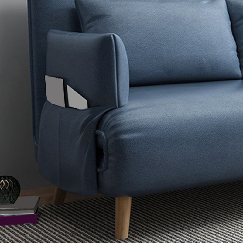 現代のくぼんだアームコットンブレンドとフェイクレザーソファベッド