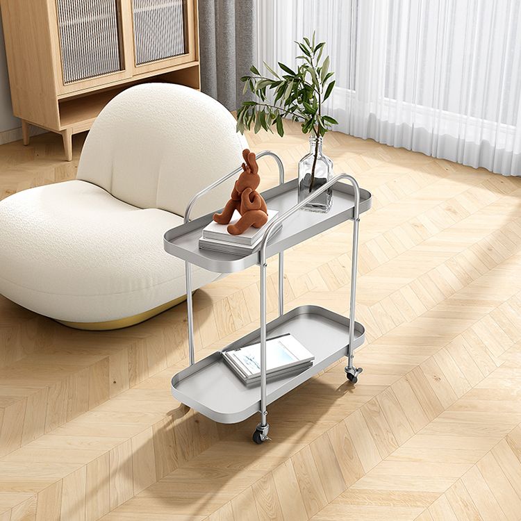 25.2" Tall Rectangle Tray Top Side Table Iron Sled Base End Table with Shelf