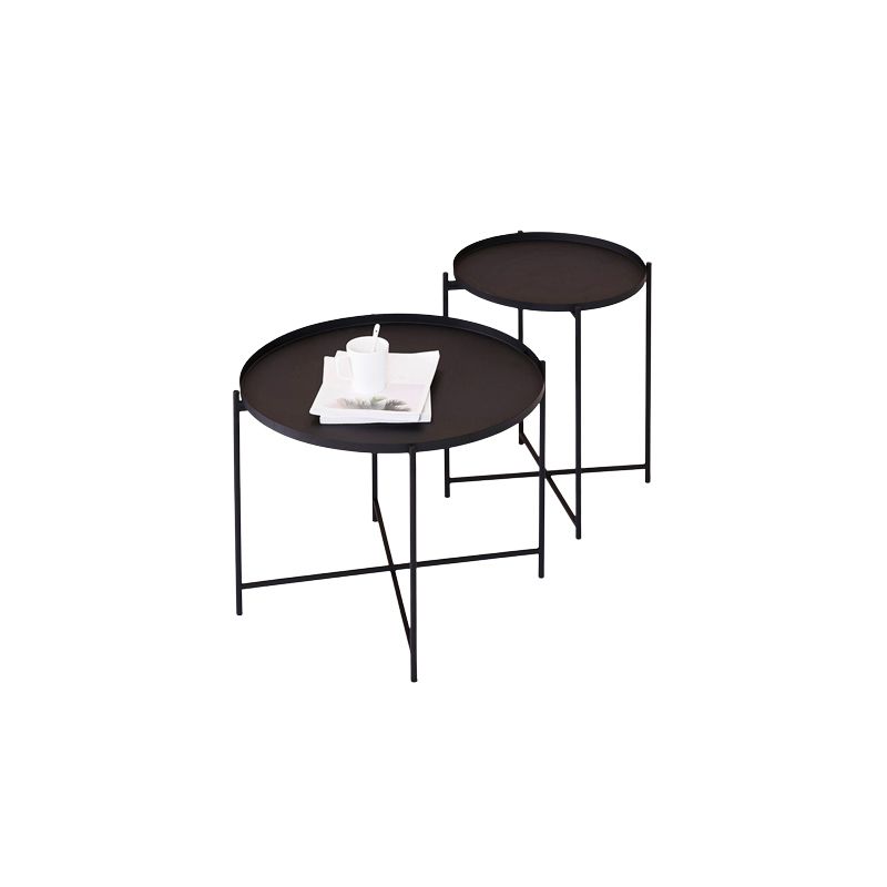 Modern Cross Legs Ironcraft Round Top Coffee Table/Nesting Tables Clearhalo 'Coffee & Accent Tables' 'Coffee Tables' 'coffee_tables' 'furn' 'furn_coffee_tables' 'Furniture' 'furniture_coffee_tables' 'Living Room Furniture' 1200x1200_f83decde-50c7-48d4-88aa-c79d48c7605f