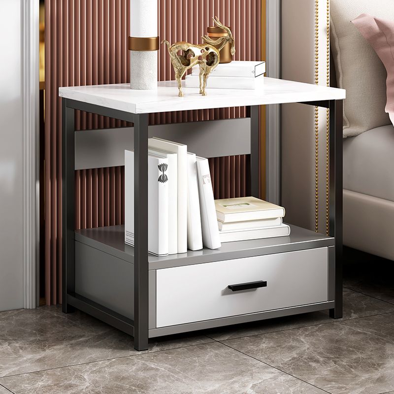 19,6 "Table de nuit en bois de haut stand de nuit moderne avec tiroirs et étagère