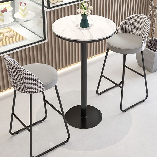 Industrial Round Bar Table Set 1/2/3 Pieces Stone Counter Table with Solid Back Stools Clearhalo 'Bar Furniture' 'furn' 'furn_home_bar_bar_sets' 'Furniture' 'Home Bars & Bar Sets' 'home_bar_bar_sets' 'Kitchen & Dining Furniture' 1200x1200_f8409637-38df-4990-9460-620e60e81e2c