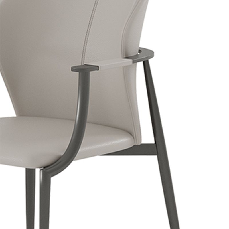 Stainless Steel Frame Dining Arm Chair Leather Upholstered Arm Chair