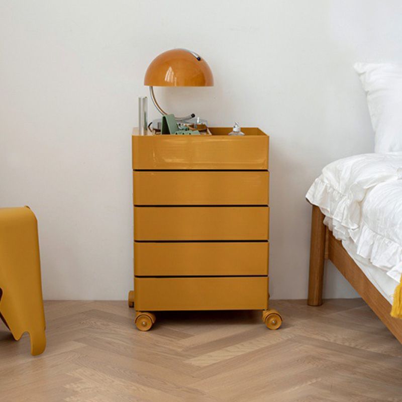 Modern Colored 5 - Drawer Plastic Nightstand Or End Table with Casters