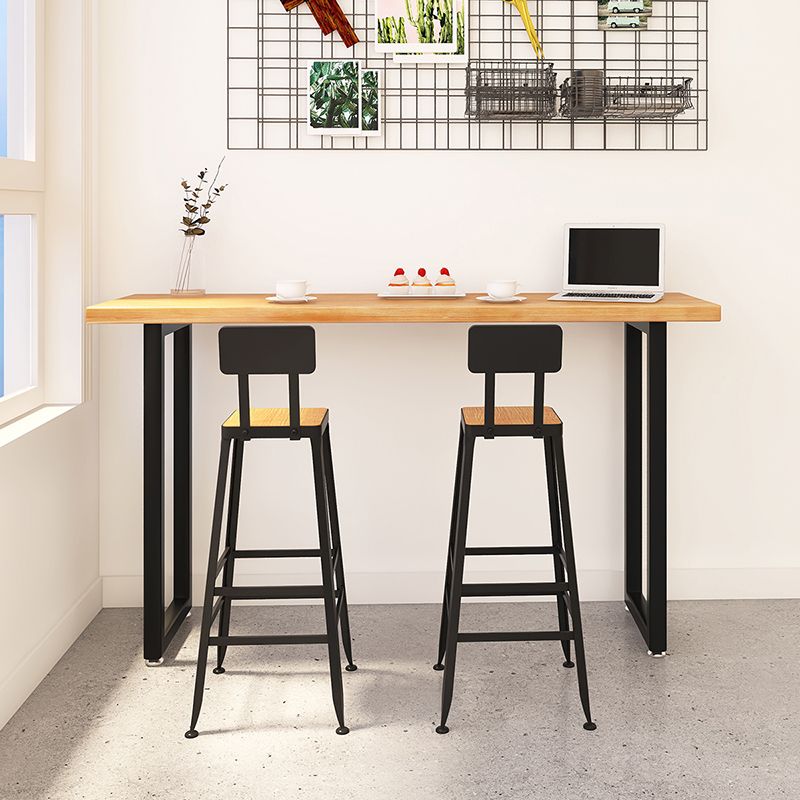 Pine Wood Bar Dining Table Modern Rectangle Bar Table with Sled for Dining Room Clearhalo 'Bar Furniture' 'Bar Tables' 'bar_tables' 'furn' 'furn_bar_tables' 'Furniture' 'furniture_bar_tables' 'Kitchen & Dining Furniture' 1200x1200_f8426c98-0e6d-4eb2-89f6-788ff9720590