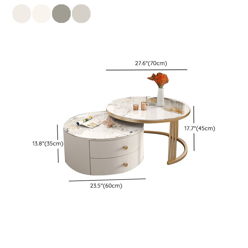 Frame Round Glam Coffee Table Slate Nesting Coffee Table Set Clearhalo 'Coffee & Accent Tables' 'Coffee Tables' 'coffee_tables' 'furn' 'furn_coffee_tables' 'Furniture' 'Living Room Furniture' 1200x1200_f84277f7-80d3-4868-a424-b023360f1dc1