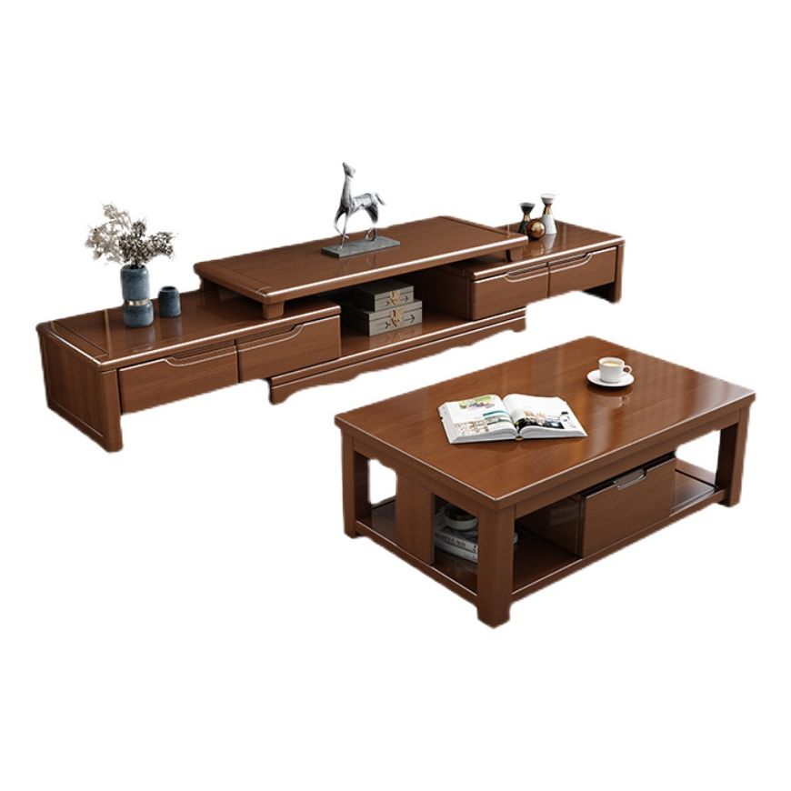 Console de médias de télévision en bois d'ingénierie Stand de médias télévisés traditionnels avec des tiroirs