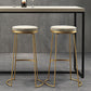 Glam Armless Backless Counter Stool Iron Bar Stool with Leather Cushion and Footrest