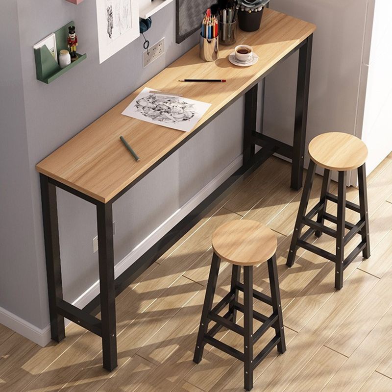 Contemporary Manufactured Wood Bar Table with Metal Base for Home Clearhalo 'Bar Furniture' 'Bar Tables' 'bar_tables' 'furn' 'furn_bar_tables' 'Furniture' 'Kitchen & Dining Furniture' 1200x1200_f8458378-73ad-4bb6-aac3-f18878ba1ff3