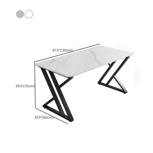Bureau d'écriture en marbre industriel bureau de bureau à la maison avec des jambes en métal