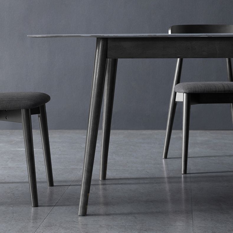 Tavolo da pranzo rettangolare in pietra grigio in stile moderno per cucina