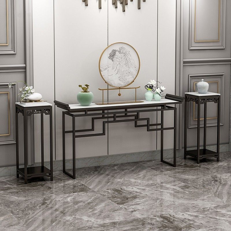 Mesa de mármol de 31.5 "de altura Mesa de acento de 1 estante para la consola para Hall