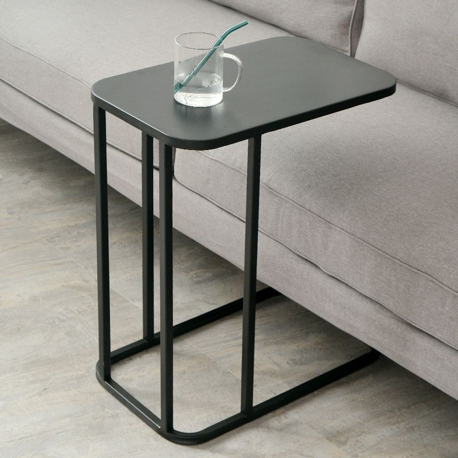 Mid-century Modern Rectangle Top End Table 22.8" Tall Metal C Side Table