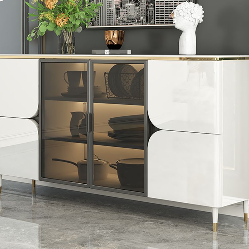 Contemporary Buffet Sideboard Stone Buffet Stand with Cabinets Clearhalo 'buffet_sideboard' 'Buffets & Sideboards' 'furn' 'furn_buffet_sideboard' 'Furniture' 'Kitchen & Dining Furniture' 1200x1200_f84f93c5-67d9-48eb-9944-a13605723f1e