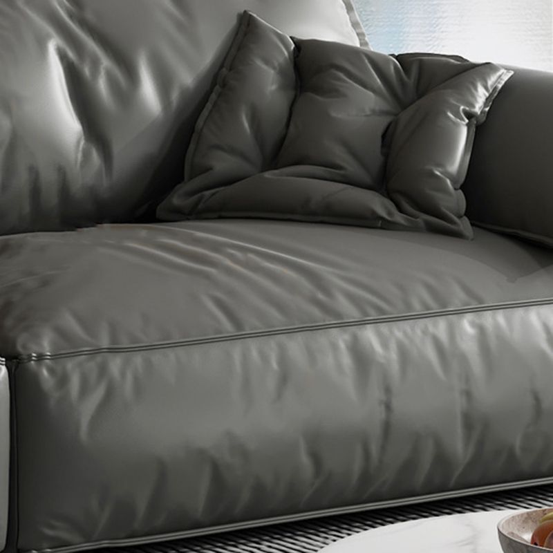 黒い本物の革のクッションバックセクション70 "木材の固定セクション