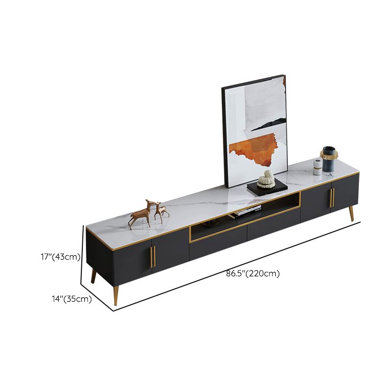 Glam TV Stand Console Open Storage Media Console TV Stand with Drawers Clearhalo 'furn' 'furn_tv_stands_entertainment_centers' 'Furniture' 'Living Room Furniture' 'TV Stands & Entertainment Centers' 'TV Stands & Media Storage Furniture' 'tv_stands_entertainment_centers' 1200x1200_f8511bcf-fc80-4467-9daa-5bb4a249b431