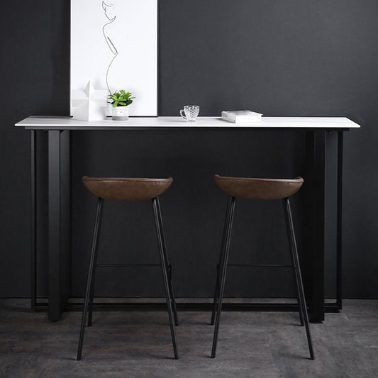 Industrial Bistro Bar Desk Indoor Stone and Metal Rectangle Bistro Bar Table Clearhalo 'Bar Furniture' 'Bar Tables' 'bar_tables' 'furn' 'furn_bar_tables' 'Furniture' 'furniture_bar_tables' 'Kitchen & Dining Furniture' 1200x1200_f85229d2-d751-4cfb-95fa-e7fca2792a76