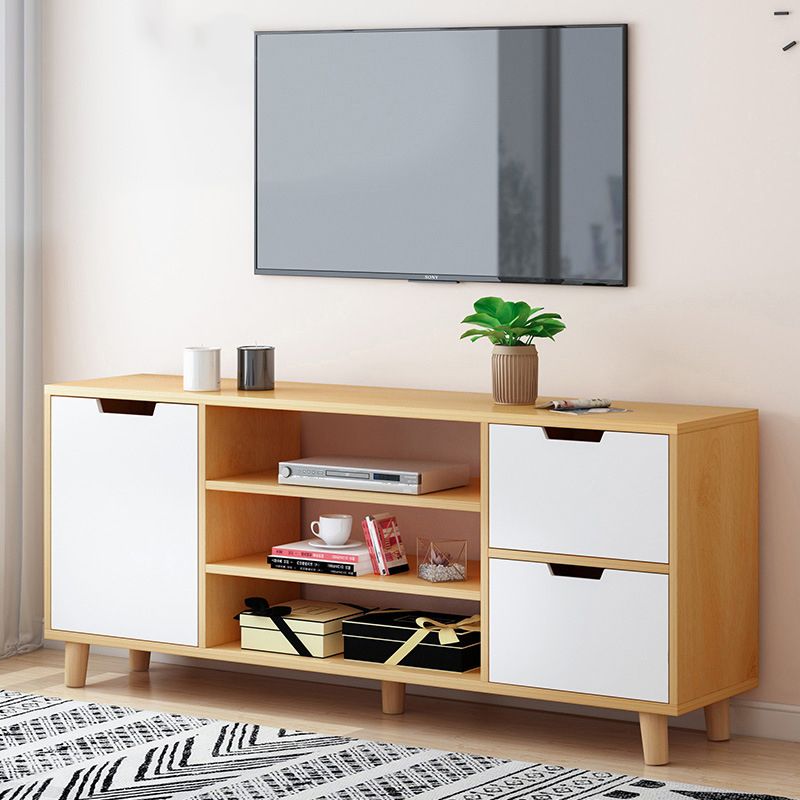 Open Shelving TV Media Stand Scandinavian TV Media Console with Drawers Clearhalo 'furn' 'furn_tv_stands_entertainment_centers' 'Furniture' 'Living Room Furniture' 'TV Stands & Entertainment Centers' 'TV Stands & Media Storage Furniture' 'tv_stands_entertainment_centers' 1200x1200_f853b41f-79b4-43ff-a3bc-d283a653f9bd