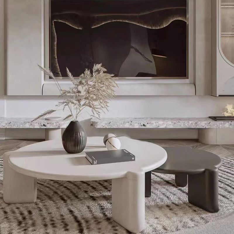 Modern Style Round Solid Wood Table with 3 Legs Base Design Coffee Table