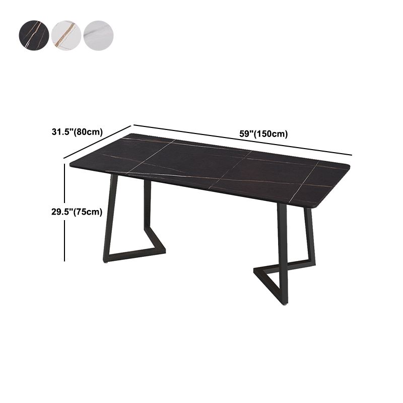 Modern Rectangle Stone Table for Restaurant Balck Metal Pedestal Dining Table Clearhalo 'Dining Tables & Seating' 'Dining Tables' 'dining_table' 'furn' 'furn_dining_table' 'Furniture' 'furniture_dining_table' 'Kitchen & Dining Furniture' 'kitchen' 'kitchen_dining_table' 1200x1200_f8558460-ec10-4626-a9e5-462a50fa3c6a