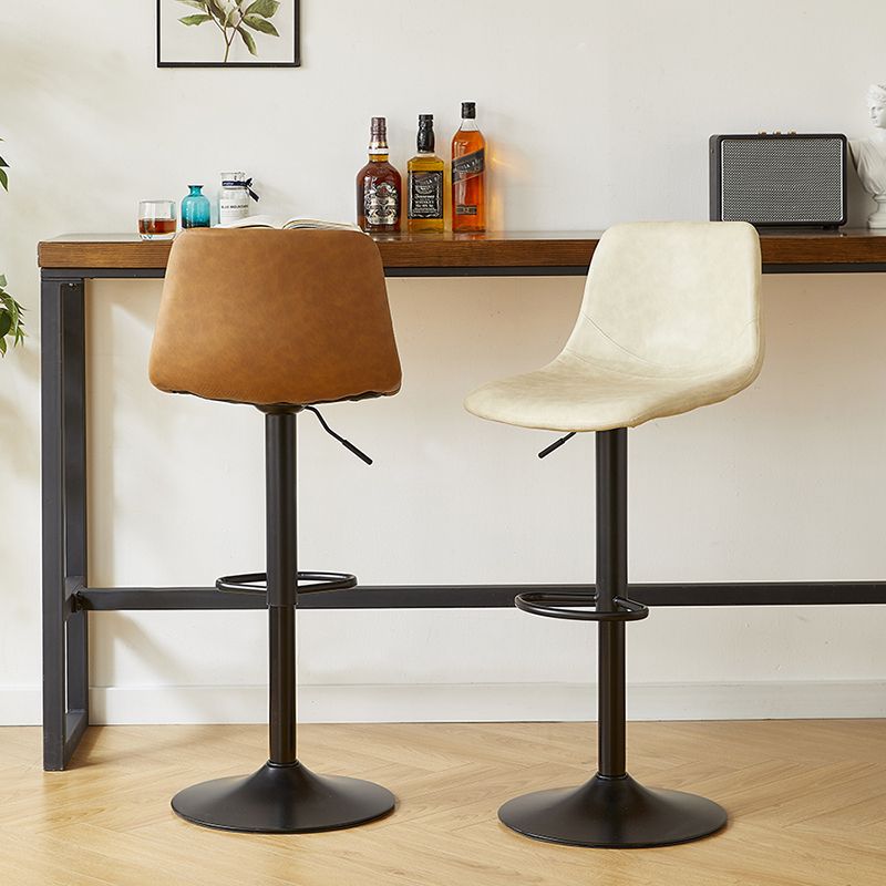 Industrial Style Bar Chair Adjustable Height Leather Seat Metal Leg for Counter Bar Clearhalo 'Bar Furniture' 'Bar Stools' 'bar_stools' 'furn' 'furn_bar_stools' 'furniture_bar_stools' 'Kitchen & Dining Furniture' 'kitchen&dining_furn' 'kitchen' 'kitchen_furn' Furniture' 1200x1200_f85589e0-a8b8-4dd0-bac7-b3ecb6b12915