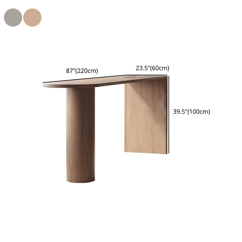 Ash Wood Bar Dining Table Modern Oval Bar Table with Double Pedestal for Dining Room Clearhalo 'Bar Furniture' 'Bar Tables' 'bar_tables' 'furn' 'furn_bar_tables' 'Furniture' 'furniture_bar_tables' 'Kitchen & Dining Furniture' 1200x1200_f8571222-049d-40b5-abf2-a3a3f67df601