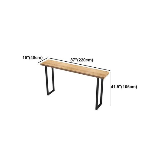 Brown Modern Style Table Pine Wood and Iron Breakroom Bar Table Clearhalo 'Bar Furniture' 'Bar Tables' 'bar_tables' 'furn' 'furn_bar_tables' 'Furniture' 'furniture_bar_tables' 'Kitchen & Dining Furniture' 1200x1200_f85838be-ba83-4fca-b604-d488913cffd6