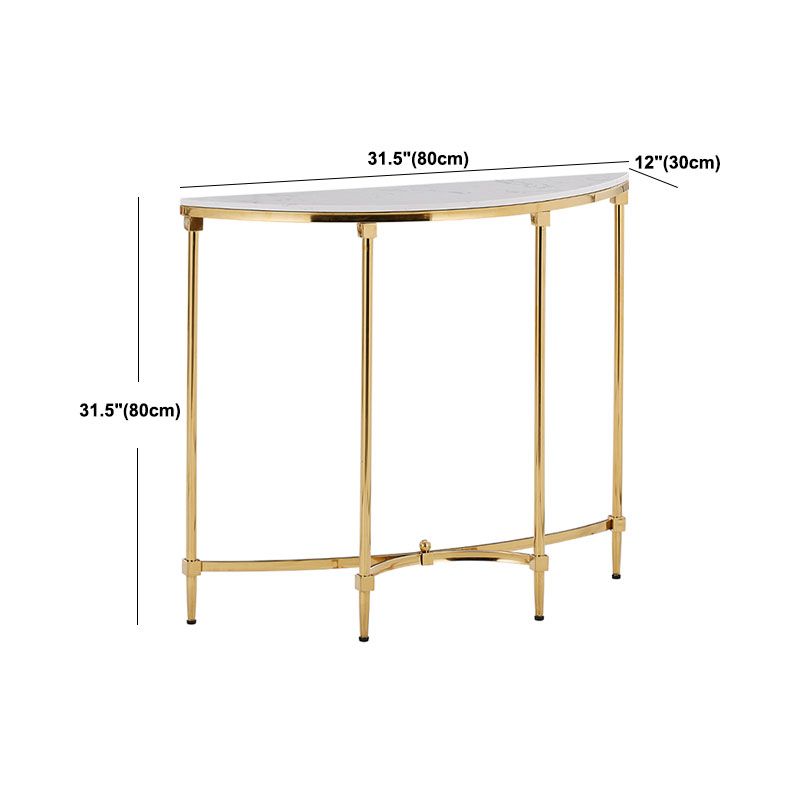 グラム大理石コンソール表14 "wハーフムーン4脚アクセントテーブル